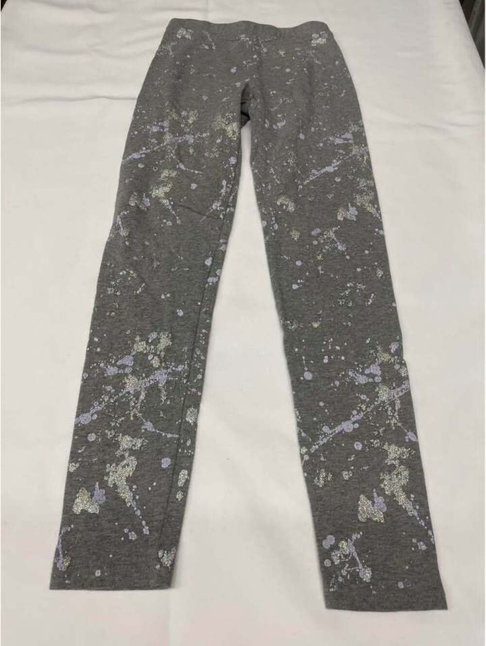 J.Crew Crewcuts Girls Size 12 Gray Glitter Paint Splatter Leggings